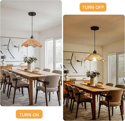 3 Pack Brown Woven Pendant Light Fixtures,11.81" Rattan Pendant Lights Farmhouse Basket Light Fixture Adjustable Boho Hanging Lamp for Kitchen Island Bedroom Dining Room Foyer Hallway