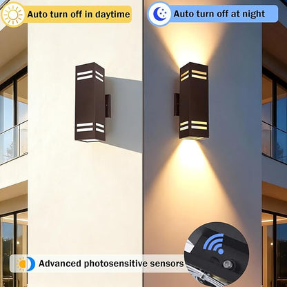 Dusk to Dawn Outdoor Wall Lights Fixture – ETL Listed, Aluminum Waterproof Wall Mount Square Design- Modern Exterior Lighting Outdoor Wall Sconce for Porch, Patio, Front Door