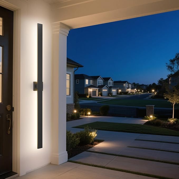 LamQee 62.9 In Aluminum Long Outdoor Wall Lights, 3000K 2200LM LED Waterproof IP65, Modern Exterior Lighting Fixture Linear Outdoor Sconce Wall Mount Outside Lighting for House Porch Patio Garage Door