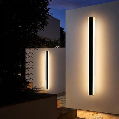 2 Pack Long Outdoor LED Wall Light, 57inch Modern Minimalist Wall Sconce, 3 Color 3000K/4500K/6000K, 50W, IP65 Waterproof, Black Exterior Lighting Fixture for Patio, Garden, Garage