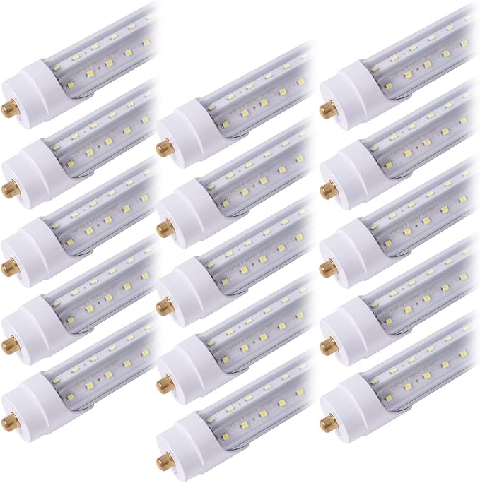 15 Pack 5FT T8 LED Tube Light Bulbs 48W Single Pin Fa8 Cap 6000K Daylight with Ultra Bright Dual-Row LEDs, 5 Foot T10 T12 Fluorescent Replacement for Garage, Shop, Warehouse