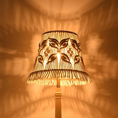 White Ivory Bell Lamp shade Medium Boho Lampshade 7.5``Top x 12``Bottom x 11``High(Spider) Handmade Woven Lamp shade for Table Lamp & Bedside Lamp - Replacement Tassel Lampshade
