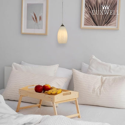 Pendant Lighting, Modern White Fishline Handblown Glass, 4.25" x 9" Tall, Oval Art Shade Hanging Light, Brushed Nickel Hardware for Kitchen, Dining Room, Foyer Decor 4.7" Shade (1 Pack)