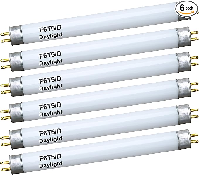 OHLECTRIC 6 Pack - F4T5/D Flourescent Light Bulbs Non-Dimmable - 6 inches Under Cabinet Bulb 6500K Daylight White 4 Watt Tube Bulb