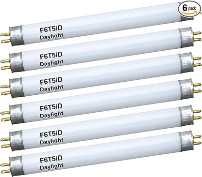 OHLECTRIC 6 Pack - F4T5/D Flourescent Light Bulbs Non-Dimmable - 6 inches Under Cabinet Bulb 6500K Daylight White 4 Watt Tube Bulb