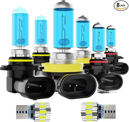 Lights Compatible With Toyota Sequoia 2008-2018 Headlight Bulbs, 9005 High Beam + H11 Low Beam + 9145 Fog Lights Halogen Light Bulb + License Plate Lights, Pack of 8