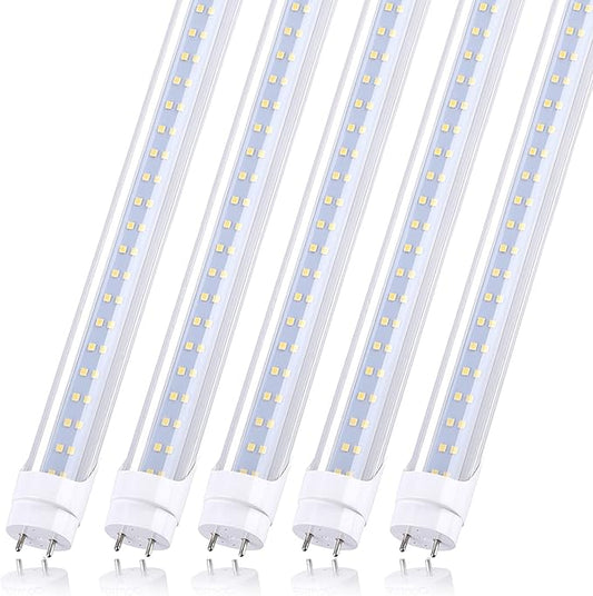 T8 LED Light Bulb 4FT, Ballast Bypass Required, 3360 Lumens, 2pin G13 End Cold White 6000K, Replace 80W Fluorescent Light,Cold White 6000K, Dual-End Powered Clear Cover AC 85-277V 25Pack