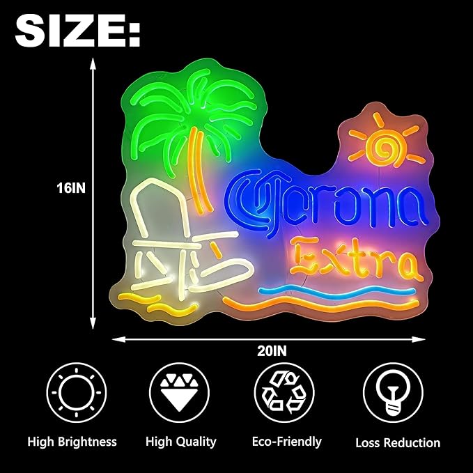 New 20""x16"" Coronas Extra Palm Tree Beach Chair Sun Neon Sign Man Cave Sports Bar Pub Beer LED Neon Light Lamp CX154 Handmade LED Neon Tubing Signs