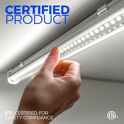 Barrina T8 LED Shop Lights for Workshop 4FT, 50W, 5000K, ‎Daylight White, Clear Cover, Ceiling, V-Shape Shop Light Fixture, Garage, Warehouse, Basement, ETL Listed, 2 Packs