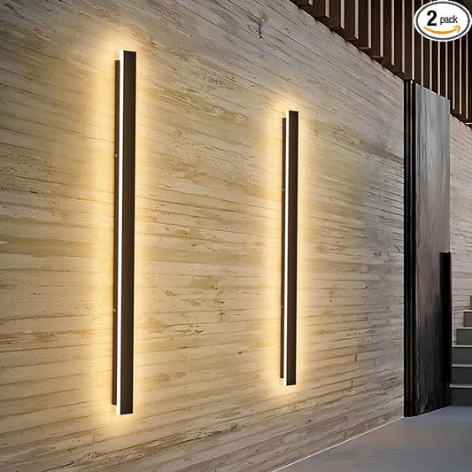 2 Pack 40inch Long Outdoor LED Wall Lights 30W Black 3000K Warm White Porch Lights Acrylic Waterproof IP65 Exterior Wall Light Fixtures for House Patio Porch Courtyard
