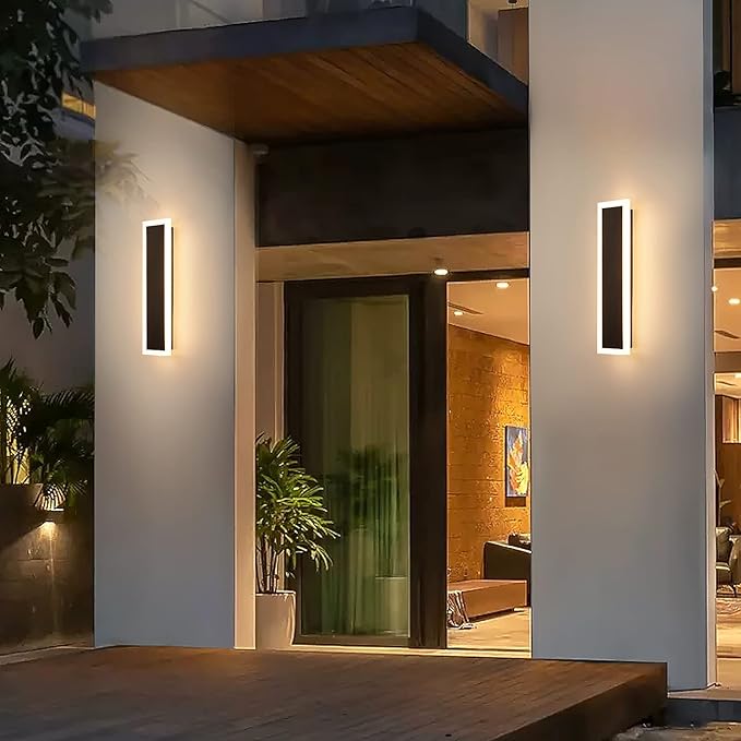 2-Pack Modern Outdoor Lights 3000-6000K Exterior Light Fixture 15.7in Porch & Patio Light Frosted White Acrylic Outdoor Sconce Watetproof Suitable for Garage Entry House