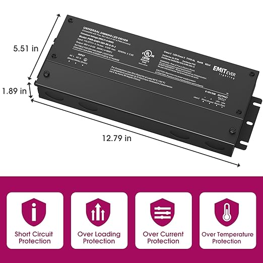 EMITEVER 48V Dimmable LED Driver, 384W 5-in-1 Dimmable Power Supply,4-Channels AC to DC Transformer for LED Light, Compatible with Lutron and Leviton Dimmer, Waterproof IP67 and UL Listed, Class 2