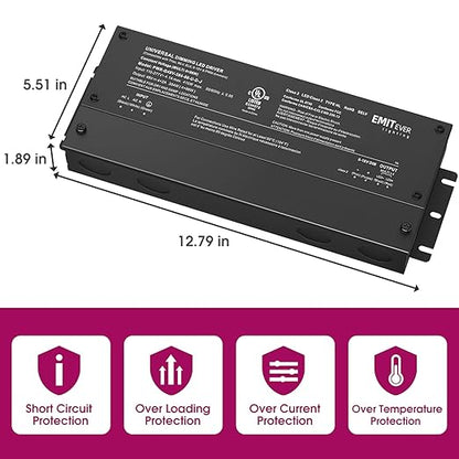 EMITEVER 48V Dimmable LED Driver, 384W 5-in-1 Dimmable Power Supply,4-Channels AC to DC Transformer for LED Light, Compatible with Lutron and Leviton Dimmer, Waterproof IP67 and UL Listed, Class 2