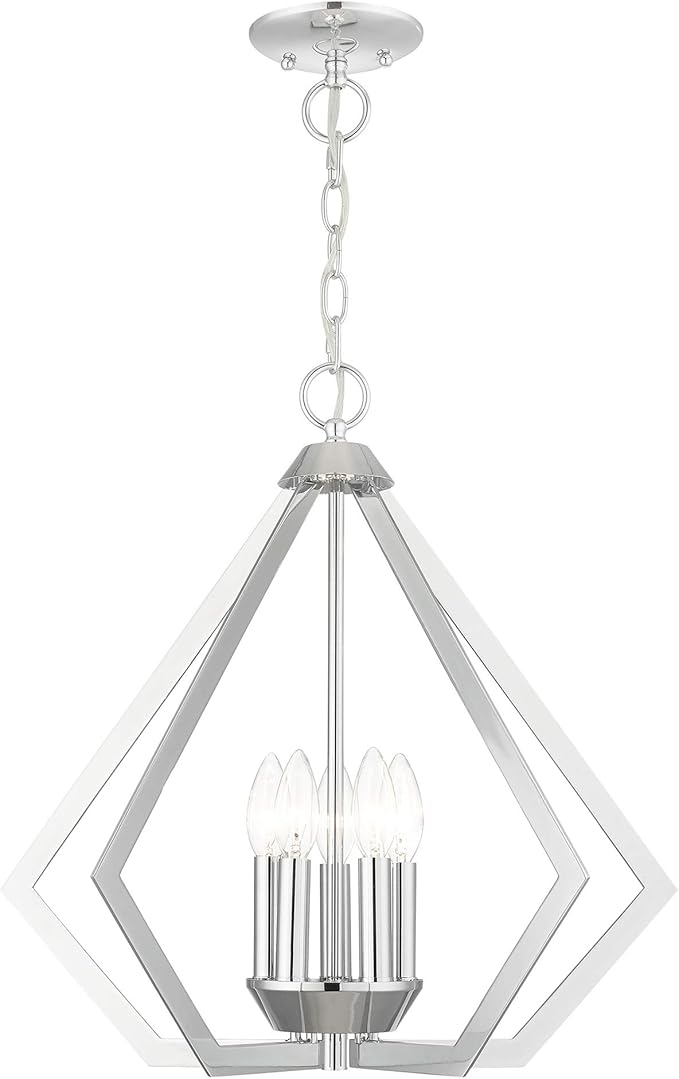 Livex Lighting 40925-05 Transitional Five Light Chandelier from Prism Collection Finish, Polished Chrome