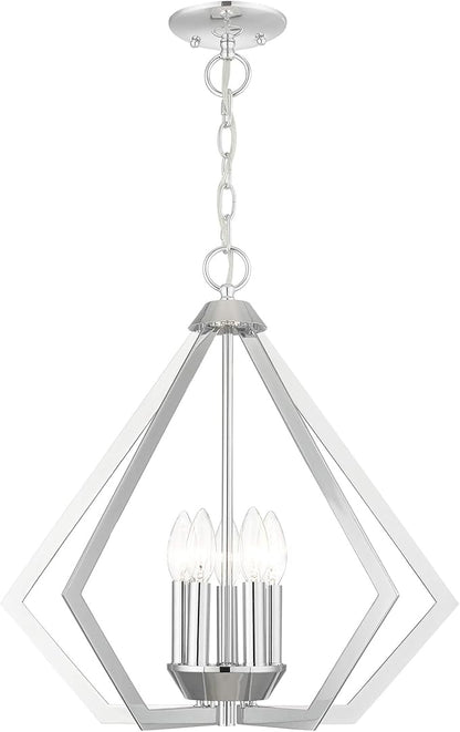 Livex Lighting 40925-05 Transitional Five Light Chandelier from Prism Collection Finish, Polished Chrome