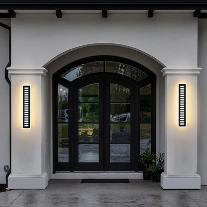 2-Pack Outdoor Wall Light LED 24W 23.6in Long - Black Metal Waterproof Modern Exterior Lighting Fixture,Frosted Acrylic Porch Sconce,for Patio,Garage,Courtyard (3000K-6000K)