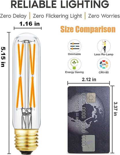 T10 Led Bulb,Dimmable 8W Led Tubular Bulbs, Soft White 3000K, 75 Watt Incandescent Bulb Equivalent, 3000K Soft White, Clear Glass, E26 Base Lamp Bulb, for Cabinet Display Cabinet etc,3 Pack.