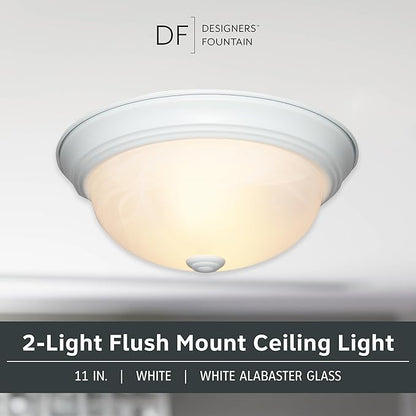 DESIGNERS FOUNTAIN 11 in 2-Light Flush Mount Ceiling Light, White, 1257S-WH-AL (Pack of 6)