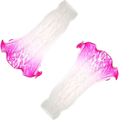 Lily Flower Glass Lampshade Replacement, 2 Pack,Tulip Style Table Floor Lamp Shade Replacement 4.2" x 4.2" x 6.7" (White Red)