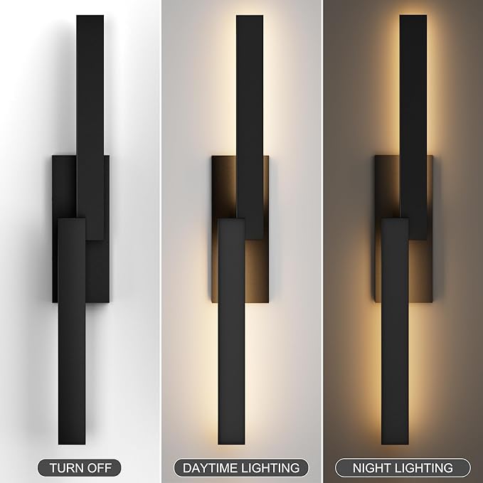 LamQee 39.4" Aluminum Long Outdoor Wall Lights, 3000K 1000LM 20W Integrated LED, Black Modern Exterior Lighting Fixtures IP65 Waterproof Contemporary Outside Sconce for House Porch Patio Garage Door