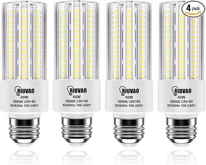 4pcs LED Light Bulb 5000LM 300w Equivalent Super Bright 5000K Cool Daylight White 20W LEDs Bulb E26/E27 Medium Base for Outdoor Indoor Home Garage Backyard LED Corn Light Bulb