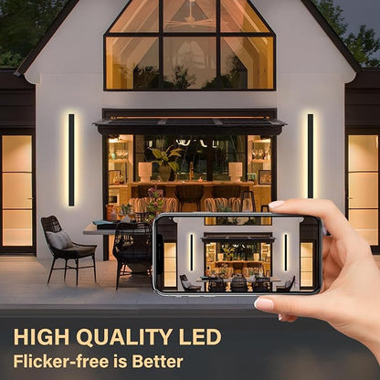 Modern Outdoor Wall Light, 39.4Inch Black LED Dimmable IP65 Waterproof with Remote Outdoor Linear Wall Sconces Exterior Lighting Fixture Porch Wall Light for House, Front Door, Garage