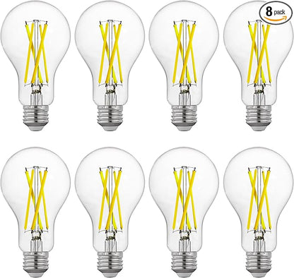 FLSNT 100W Equivalent LED Edison Bulbs, 5000K Daylight, 12W Dimmable A21 LED Light Bulbs, 1600LM, CRI90, E26 Base, 8 Pack