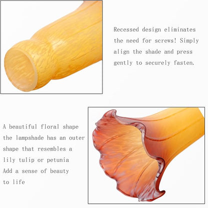 Lily Flower Glass Lampshade Replacement, 2 Pack,Tulip Style Table Floor Lamp Shade Replacement 4.2" x 4.2" x 6.7" (Yellow Tea Color)
