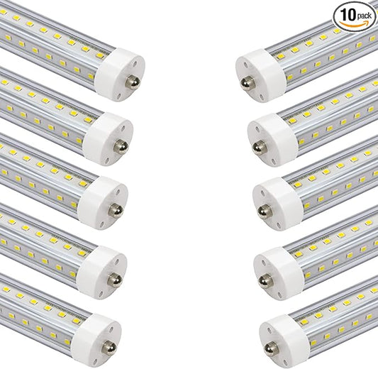 4ft T8 LED Tube Lights,36W 3600lm,White 6500K,Single Pin FA8,45.8 inches End to End,F48T12 CW 4ft LED Tube Replacemen,Ballast Bypass,Double End Power for Shop,Sign,Warehouse,Pack of 10