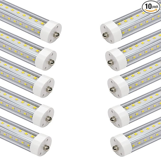 5ft T8 LED Tube Lights,45W 4500lm,White 6500K,Single Pin 5 Foot LED Bulbs,57.8 inches End to End,F60T12 75W Fluorescent Bulb Replacement,Dual-Ended Power,Ballast Bypass,Shop Lights,Pack of 10