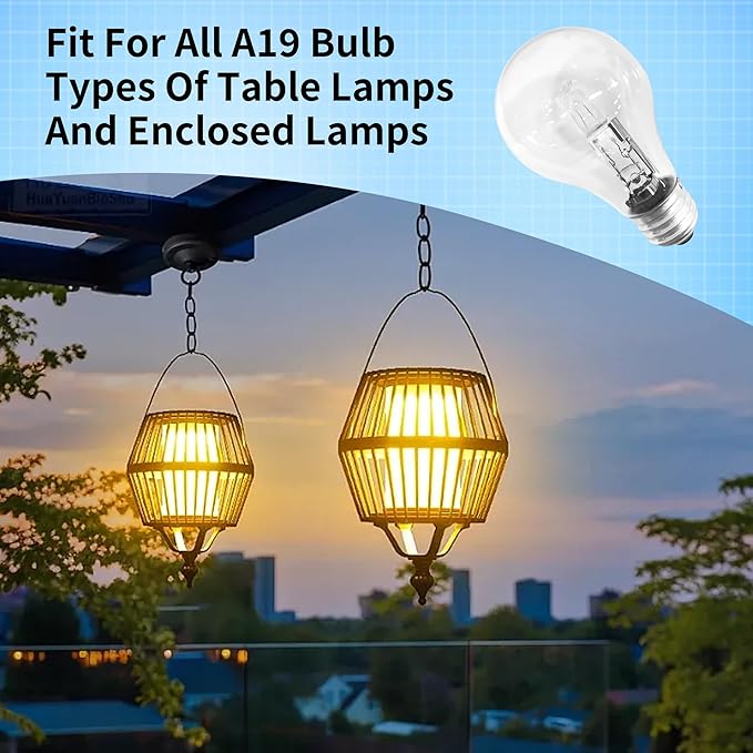 043168787963 78796 Halogen Light Bulbs 43 Watt 120V A19 with E26 Base for Table Lamps and Enclosed Fixtures, 6-Pack.