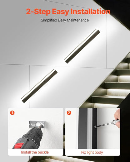 VEVOR Outdoor Wall Lights, 2 Pack, 23.6 Inch Long Strip Modern Exterior Wall Sconce Light Fixtures, 2700K-6000K, IP65 Waterproof Anti-Rust, Dimmable Outside Wall Mount Lighting, for House Porch Garage