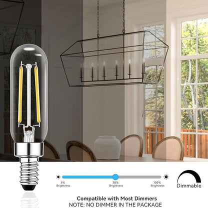 TJOY E12 Candelabra LED Bulb, 60W Equivalent Dimmable 2700K Soft Warm White, Small Base T6 Clear Edison Bulb 5.5W Vintage T25 Decorative for Chandelier Ceiling Fan Wall Sconce, 600lm, 12packs