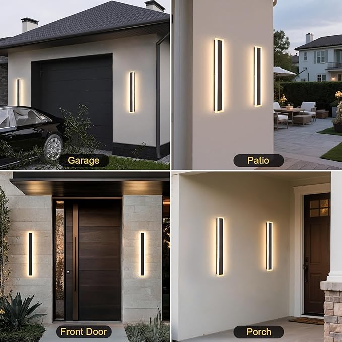 31.5 Inch Long Porch Lights Outdoor, 2 PCS Modern Outdoor Wall Light 3000K-6000K Dimmable Wall Light IP65 Waterproof Exterior Wall Sconce Long Wall Lights for Porch Garage Patio Garden
