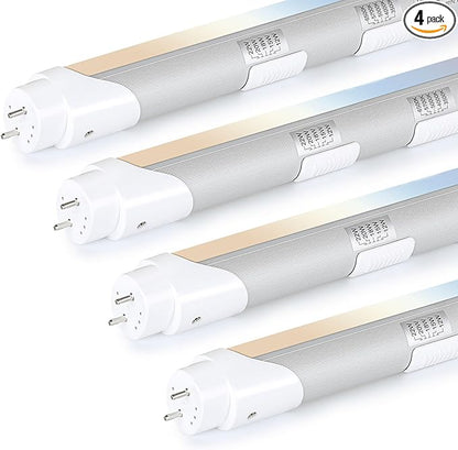H&B Luxuries 4FT T8 LED Tube Light, Type A+B, 5 Power(12W-22W) & 5 Colors(3500K-6500K) All in 1,Plug and Play or Ballast Bypass, T8 T10 T12 Fluorescent Bulbs Replacement, ETL DLC (4 Pack)