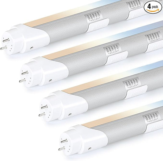 H&B Luxuries 4FT T8 LED Tube Light, Type A+B, 5 Power(12W-22W) & 5 Colors(3500K-6500K) All in 1,Plug and Play or Ballast Bypass, T8 T10 T12 Fluorescent Bulbs Replacement, ETL DLC (4 Pack)