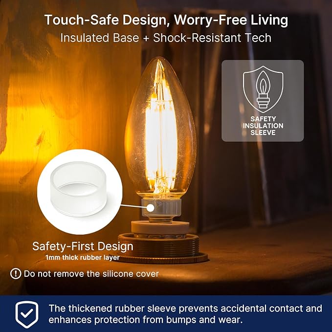 FLSNT 40W Equivalent LED Candelabra Bulbs, Dimmable LED Chandelier Bulbs, E12 Base, 450LM, 82 High CRI, 24 Pack, 2700K Soft White UL,CA65 Listed.