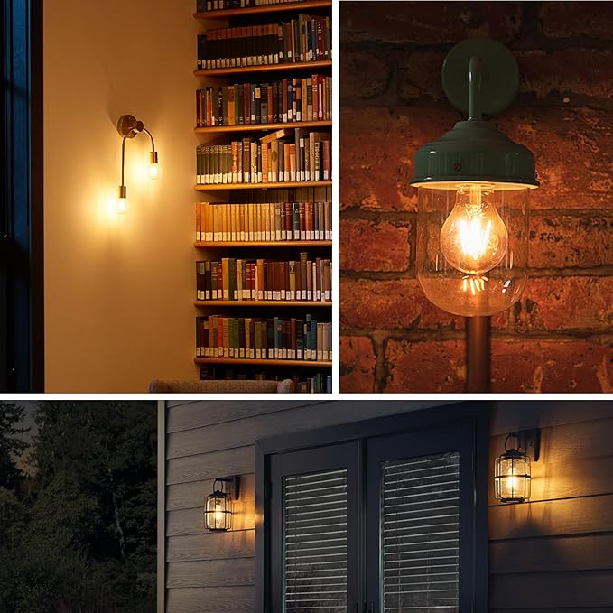 Energetic Dimmable A19 LED Edison Light Bulb, 12W Equivalent 100W, 1600LM High Brightness, 2700K Soft White, Clear Antique LED Filament Bulb for Home, Bathroom, E26 Standard Base, 4-Pack