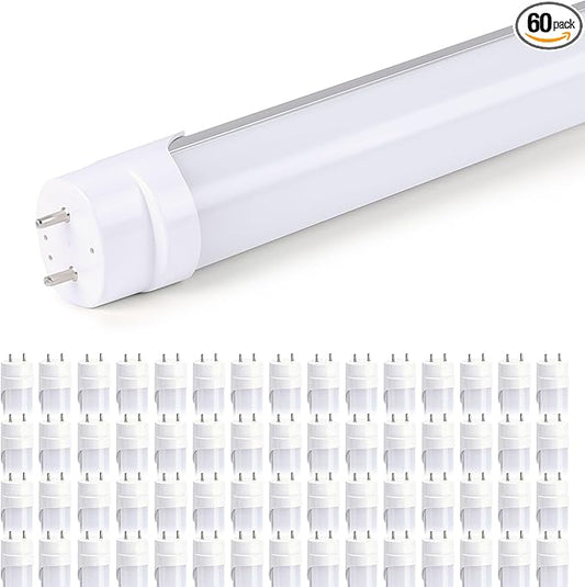 H&B Luxuries 4FT LED T8 Ballast Bypass Type B Light Tube, 18W, Single-Ended & Dual-Ended Connection, 2340LM, G13 Base,T8 T10 T12 Fluorescent Bulbs Replacement, UL & DLC - 4000K (60Pcs)