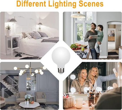 Leools Dimmable g25 led Frosted Bulb e26 led Globe Bulb 60w led Edison Bulb 4000K Daylight White 600lm ac120v 6w g80 Flick-Free Matt White led Globe Bulb for Vanity Light Bulbs 4Pack