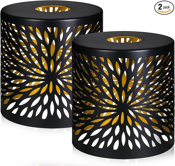 Metal Pendant Lamp Shades Set of 2, Cylinder Lamp Shade Light Fixture Replacement Metal Globe with 1-5/8-Inch Fitter Opening, Diameter 4.75” Height 5.0"