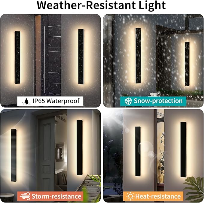 Mikeru 39inch Outdoor Wall Light Fixtures, 3000k Exterior Wall Sconces, Acrylic Invisible Exterior Wall Light for Porch Modern Outdoor Wall Mount Lighting for House Porch Patio Garage