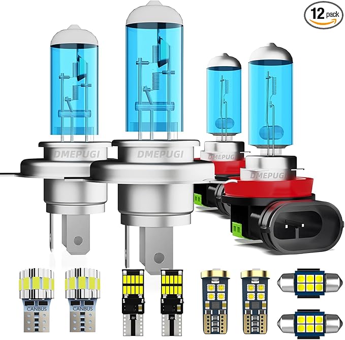 Compatible With Honda CRV CR-V 2007-2011 Headlight Bulbs Interior Light Combo, High Low Beam Fog Light Bulb Combo + Interior Bulbs Package + License Plate Lights,Plug N Play, 12 Pack