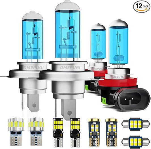 Compatible With Honda CRV CR-V 2007-2011 Headlight Bulbs Interior Light Combo, High Low Beam Fog Light Bulb Combo + Interior Bulbs Package + License Plate Lights,Plug N Play, 12 Pack
