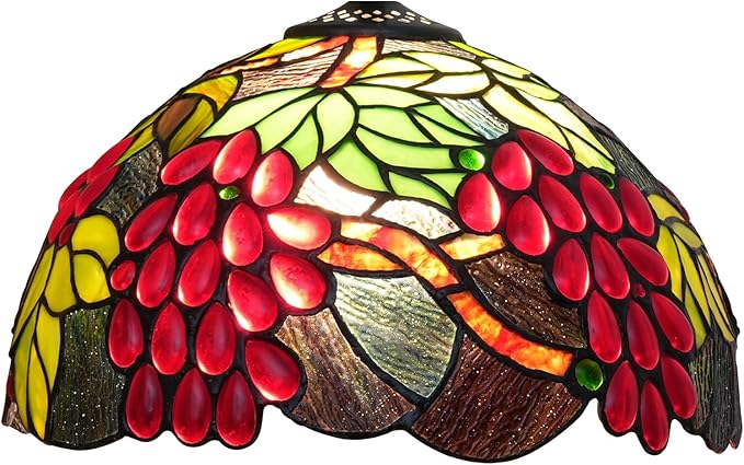 Tiffany Style Lamp Shade, 12 Inch Harvest Grapes Stained Glass Lamp Shade Replacement Vintage Lamp Cover Accessories Fit for Table Lamp Pendant Light Ceiling Light