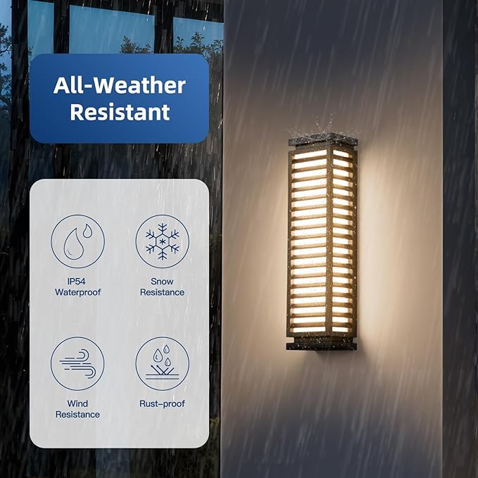 Outdoor Wall Lights for House, 23.6" Large Exterior Lighting Fixtures Waterproof, AC100–240V Modern Outdoor Wall Light, 3000K LED Front Porch Light, Garage Sconce Lights for Patio Front Door