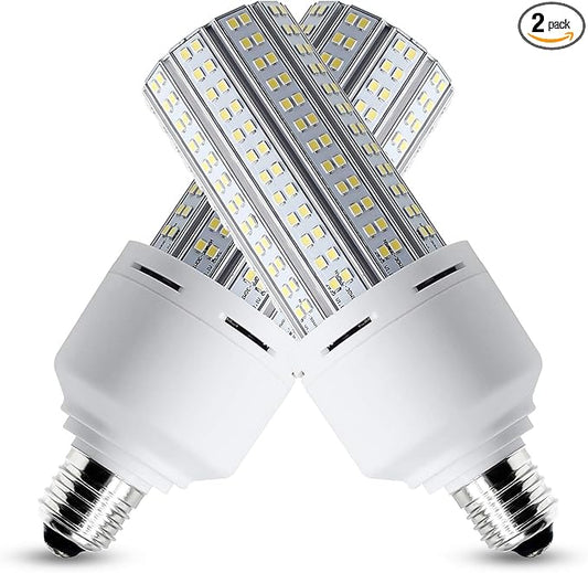 2 Pack LED Corn Light 600W Equivalent LED Corn Bulb 7500 Lumen 60W Large Area Cool Daylight White E26/E27 Medium Base for Garage Backyard Bedroom Warehouse Factory Workshop Street