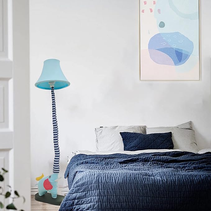 Floor Lamp, Blue Elephant Creative Design Modern Floor Lamp for Bedroom, 51 Inch Tall Hand-Stitched Toy Standing Lamp, Floor Lamps for Living Room Come with an E26 LED Bulb (Blue Elephant)