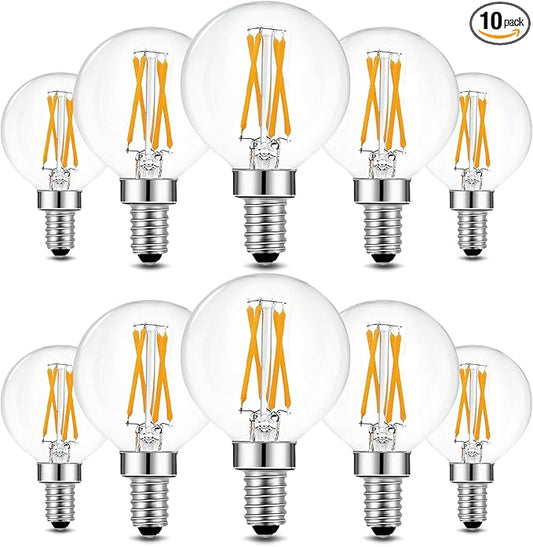 BRIMAX 10 Pack G16.5 Light Bulbs,Small Globe Bulbs Dimmable 4W E12 LED Bulbs 380lm,Equal to Candelabra Bulb 40W,2700K Warm White,AC120V,Flicker Free for Ceiling Fans Pendant Chandelier