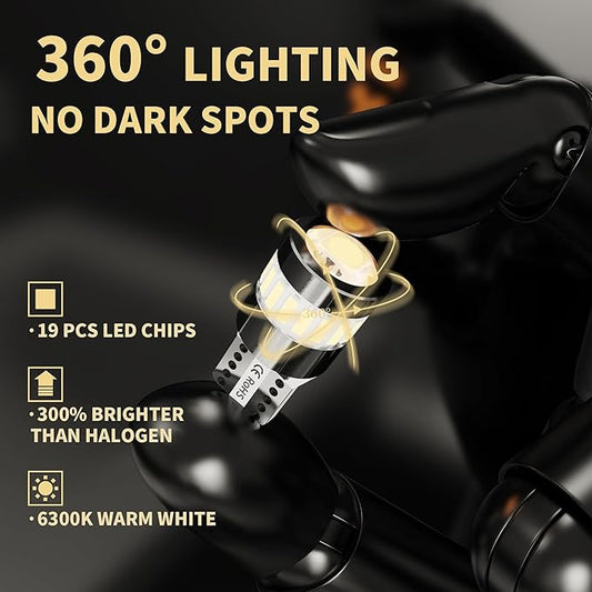 Yorkim 194 LED Bulb 6300K Warm White, 168 2825 W5W T10 LED Light Bulb Error Free for License Plate, Dome, Map, Courtesy, Side Marker Lights, Pack of 2